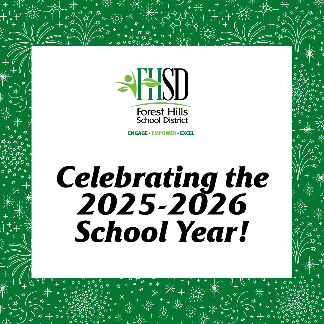 Article cover with a fireworks background and FHSD logo that says "celebrating the 2025-2026 school year!"